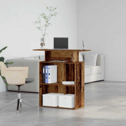 Berkfield Reception Desk Old Wood 100X40X104 Cm Engineered Wood - thumbnail 4