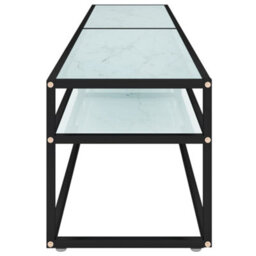 Berkfield Sturdy Tv Cabinet White Marble 200X40X40.5 Cm Tempered Glass - thumbnail 4