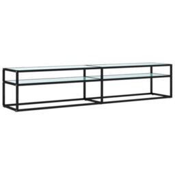 Berkfield Sturdy Tv Cabinet White Marble 200X40X40.5 Cm Tempered Glass - thumbnail 1