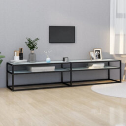 Berkfield Sturdy Tv Cabinet White Marble 200X40X40.5 Cm Tempered Glass - thumbnail 2