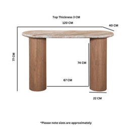 Bundi Natural Marble & Wood Pedestal Console Table - thumbnail 6