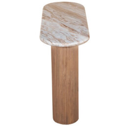 Bundi Natural Marble & Wood Pedestal Console Table - thumbnail 4