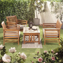 Garden Gear Acacia Garden Sofa, Armchairs And Coffee Table Wooden 4 Piece Furniture Set With Cushions - thumbnail 2