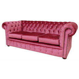 Chesterfield 3 Seater Sofa Settee Boutique Rose Velvet Fabric In Classic Style - thumbnail 4