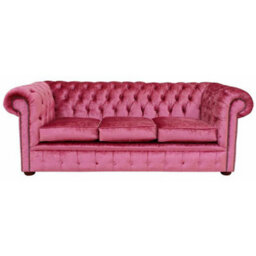 Chesterfield 3 Seater Sofa Settee Boutique Rose Velvet Fabric In Classic Style - thumbnail 2