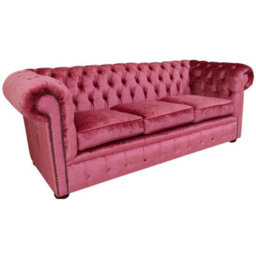 Chesterfield 3 Seater Sofa Settee Boutique Rose Velvet Fabric In Classic Style - thumbnail 3