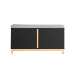Hallway Storage Bench Shoe Bench Shoe Rack Shoe Cabinet With 2 Doors And Seat Cushion,sobuy Fsr117-Sch,black