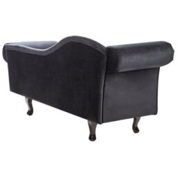 Beliani Left-Hand Chaise Longue Lattes Ii Velvet Black With Cushion - thumbnail 5