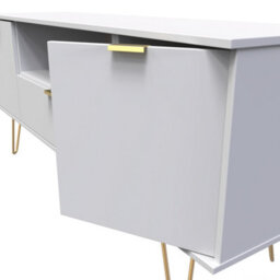 Honshu 2 Door 1 Drawer Wide Tv Unit In Grey Matt (Ready Assembled) - thumbnail 4