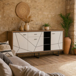 Wyld Haus Dabbleton Walnut And White 3-Door 1-Drawer Wide Sideboard - thumbnail 2