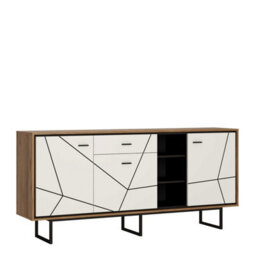 Wyld Haus Dabbleton Walnut And White 3-Door 1-Drawer Wide Sideboard - thumbnail 3