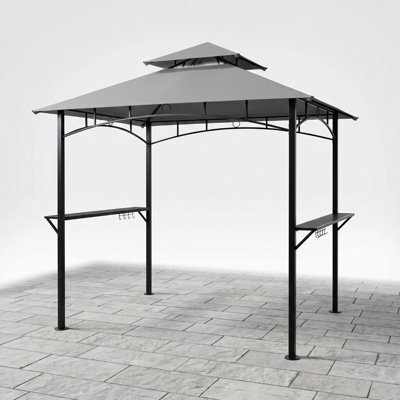 Outdoor Bbq Gazebo Grill Shelter With Ventilated Roof, Steel Frame & Side Shelves, Water & Uv-Resistant Canopy For Garden & Patio - image 1