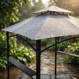 Outdoor Bbq Gazebo Grill Shelter With Ventilated Roof, Steel Frame & Side Shelves, Water & Uv-Resistant Canopy For Garden & Patio - thumbnail 3
