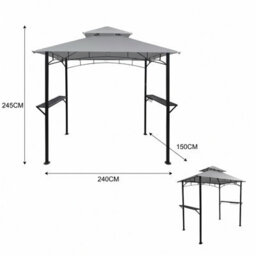 Outdoor Bbq Gazebo Grill Shelter With Ventilated Roof, Steel Frame & Side Shelves, Water & Uv-Resistant Canopy For Garden & Patio - thumbnail 7