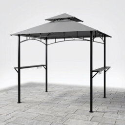 Outdoor Bbq Gazebo Grill Shelter With Ventilated Roof, Steel Frame & Side Shelves, Water & Uv-Resistant Canopy For Garden & Patio - thumbnail 1