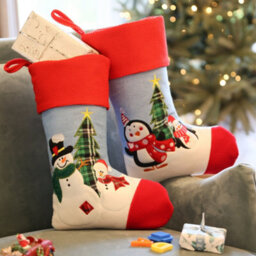 Dibor Pack Of 2 Snowmen & Penguin Children's Xmas Christmas Gift Bag Christmas Stocking For Kids