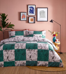 Furn. Mythos Checkerboard Reversible Duvet Cover Set, King, Beige - thumbnail 2