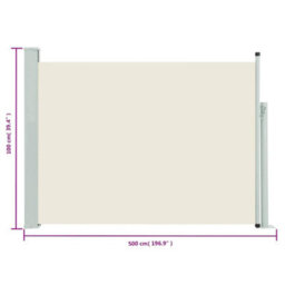 Walplus Patio Retractable Side Awning Garden Sun Shade Canopy Gazebo For Back Door, Porch, Patio 100X500 Cm Cream - thumbnail 5
