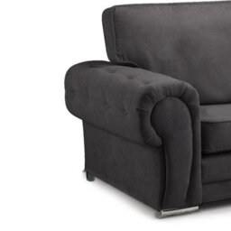 Furnishings For Less UK Milan 4 Seater L Shaped Corner Sofa Full Back Chesterfield Arms Black Left Hand Facing - thumbnail 4