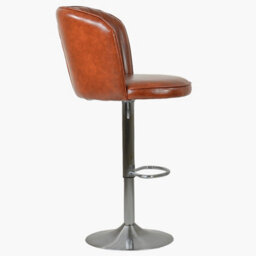 Lakeland Furniture Flynn Vintage Tan Brown Faux Leather Brushed Steel Gas Lift Base Bar Stool - thumbnail 3