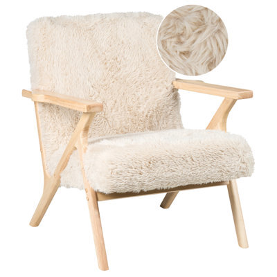 Beliani Armchair Kisa Faux Fur Light Beige - image 1