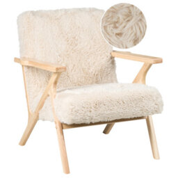 Beliani Armchair Kisa Faux Fur Light Beige - thumbnail 1