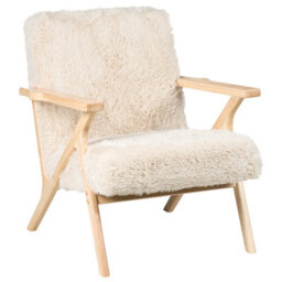 Beliani Armchair Kisa Faux Fur Light Beige - thumbnail 4