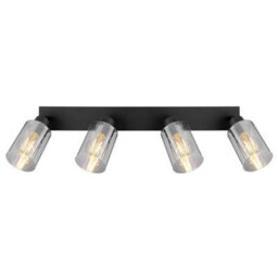 Luminosa Lighting Luminosa Hadera Ceiling Spotlight Bar Matt Black Smoke Glass Shade 4X E27 - thumbnail 4