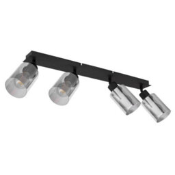 Luminosa Lighting Luminosa Hadera Ceiling Spotlight Bar Matt Black Smoke Glass Shade 4X E27 - thumbnail 2