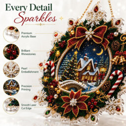 Amorly Diy Christmas Diamond Hanging Ornament, Acrylic Rhinestone Snowflake Wall Decor, Snowman Reindeer Xmas Window Hanging Decoration - thumbnail 4