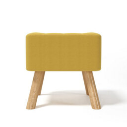 Living And Home Yellow Linen Upholstered Footstool Footrest With Padded Wooden Legs W 395 X D 395 X H 400 mm - thumbnail 5
