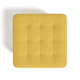 Living And Home Yellow Linen Upholstered Footstool Footrest With Padded Wooden Legs W 395 X D 395 X H 400 mm - thumbnail 3
