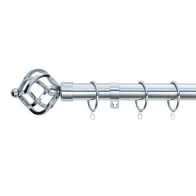 A.unique Home Twisted Metal Extendable Curtain Pole With Rings And Fittings (25/28mm) - Nickel, 70Cm - 120Cm  Approx - image 1