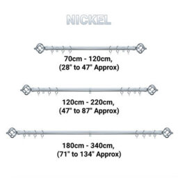 A.unique Home Twisted Metal Extendable Curtain Pole With Rings And Fittings (25/28mm) - Nickel, 70Cm - 120Cm  Approx - thumbnail 6