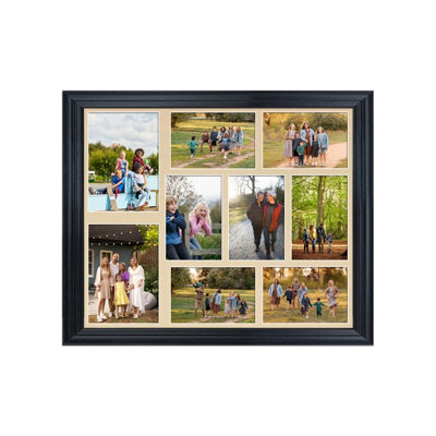 AK Frames 20X16 Black Classic Multi Photo Frame With Ivory Mount - Holds 9 Apertures (2X) 7X5, (7X) 6X4 Photos - image 1
