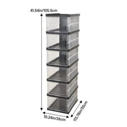6Tier Foldable Plastic Shoe Storage Boxes Cabinet Stackable Home Organiser - thumbnail 2
