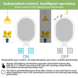 Maerts-E Oval Led Bathroom Mirror 500 X 700 mm 3 Colour Dimmable Lights Demister Touch Switch Illuminated Wall Mounted Vanity Mirror - thumbnail 6