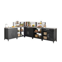 Sweeek - 6-Module Stainless Steel Outdoor Kitchen Furniture Set, Grimaud 6 Modules, Black, 52.5X80X114 Cm - thumbnail 2