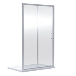 Balterley 6mm Toughened Safety Glass Sliding Shower Door, Side Panel And Shower Tray - 1400 X 800 X 1900mm - Chrome Frame - White Tray - thumbnail 4