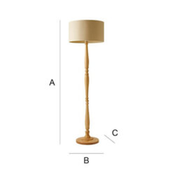 Valuelights Victoria Traditional Light Wood Candlestick Floor Lamp With Cream Shade - thumbnail 8