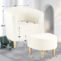 Modern Upholstered Accent Sofa Chair Ottoman Sherpa Armchair Lounge Chai - thumbnail 5