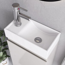 Belofay 400mm Bathroom Vanity Unit With Basin, White Ceramic Bathroom Sink With Trap And Waste, No Tap Included(Denvor White) - thumbnail 4