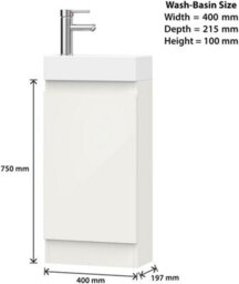Belofay 400mm Bathroom Vanity Unit With Basin, White Ceramic Bathroom Sink With Trap And Waste, No Tap Included(Denvor White) - thumbnail 6