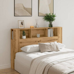 Berkfield Headboard Cabinet Artisan Oak 160X18.5X103.5 Cm Engineered Wood - thumbnail 3
