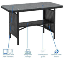 Evre Anthracite Florence Garden Rattan Furniture Dining Set 4 Piece Seat Sofa Chair Outdoor Wicker - thumbnail 5