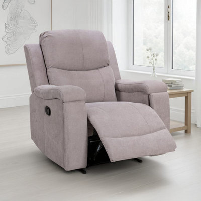 Chenille Fabric Light Grey Visconti Manual Recliner Chair - image 1