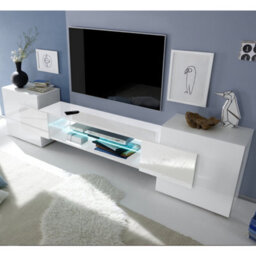 Furniture in Fashion Nevaeh White High Gloss Tv Stand With 2 Doors And Led Lights
