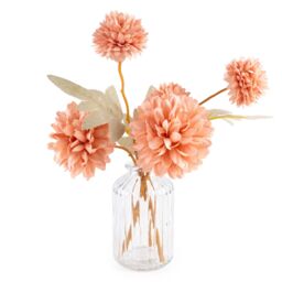 Candlelight Blush 24Cm Kiku Artificial Floral Arrangement In Clear Glass Vase - thumbnail 2