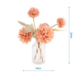 Candlelight Blush 24Cm Kiku Artificial Floral Arrangement In Clear Glass Vase - thumbnail 3