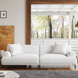 "Valencia Kotor Modern Fabric 91""sofa White Color Kiln-Dried Wood Premium Fabric Extra Firm Cushion" - thumbnail 2
